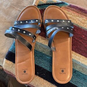 Shade & Shore Black Studded Sandals